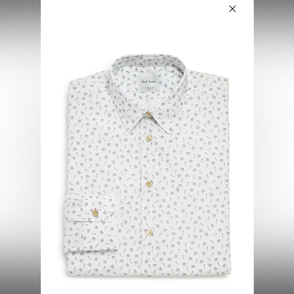 PAUL SMITH Sock & Underwear Print Slim Fit Dress Shirt (size M)